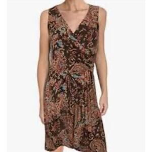 Ralph Lauren Brown Paisley Poly Elastane Stretch Knit Blend Women’s Size 1X